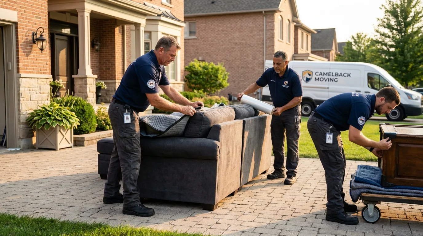 Large estate moving crew wrapping furniture in McKeesport, PA
